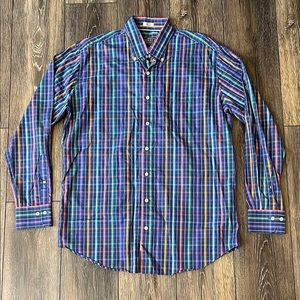 Patrick James Reserve Plaid Cotton Button Down Shirt Mens Large